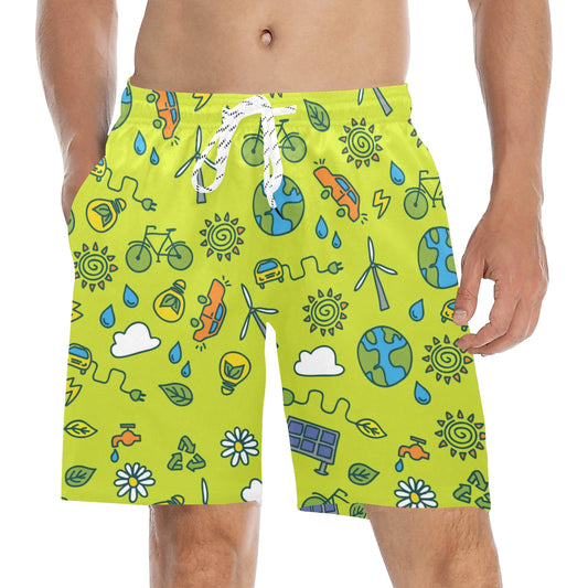 Go Green - Men's Mid-Length Beach Shorts