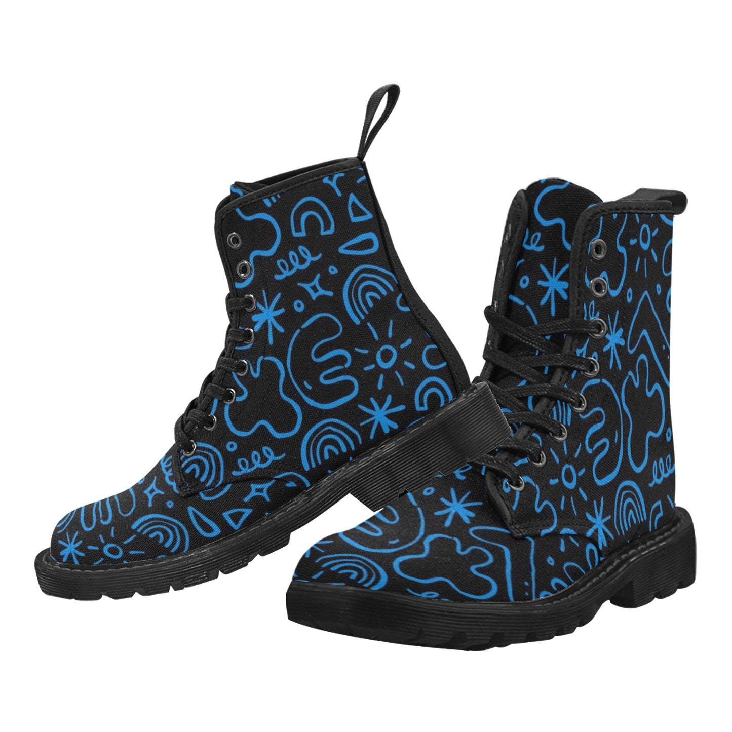 Blue Squiggle - Martin Boots for Men (Black)