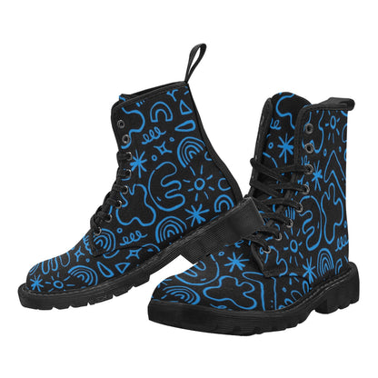 Blue Squiggle - Martin Boots for Men (Black)