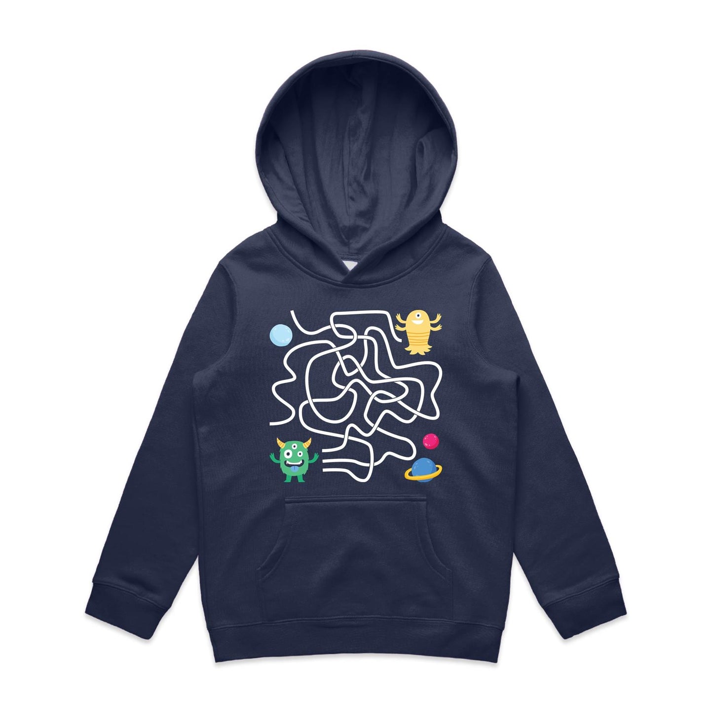 Find The Right Path, Space Alien - Youth Supply Hood Midnight Blue Kids Hoodie Sci Fi Space