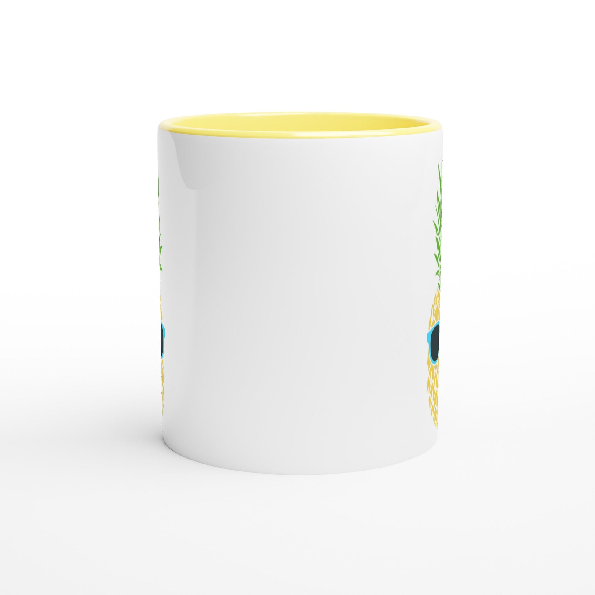 Pineapple With Sunglasses - White 11oz Ceramic Mug with Colour Inside Colour 11oz Mug Food Funny Globally Fulfilled