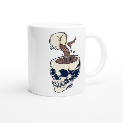 Coffee Skull - White 11oz Ceramic Mug White 11oz Mug Coffee Globally Fulfilled