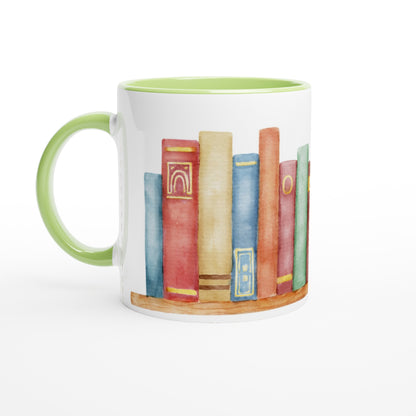 Books - White 11oz Ceramic Mug with Colour Inside Ceramic Green Colour 11oz Mug Reading