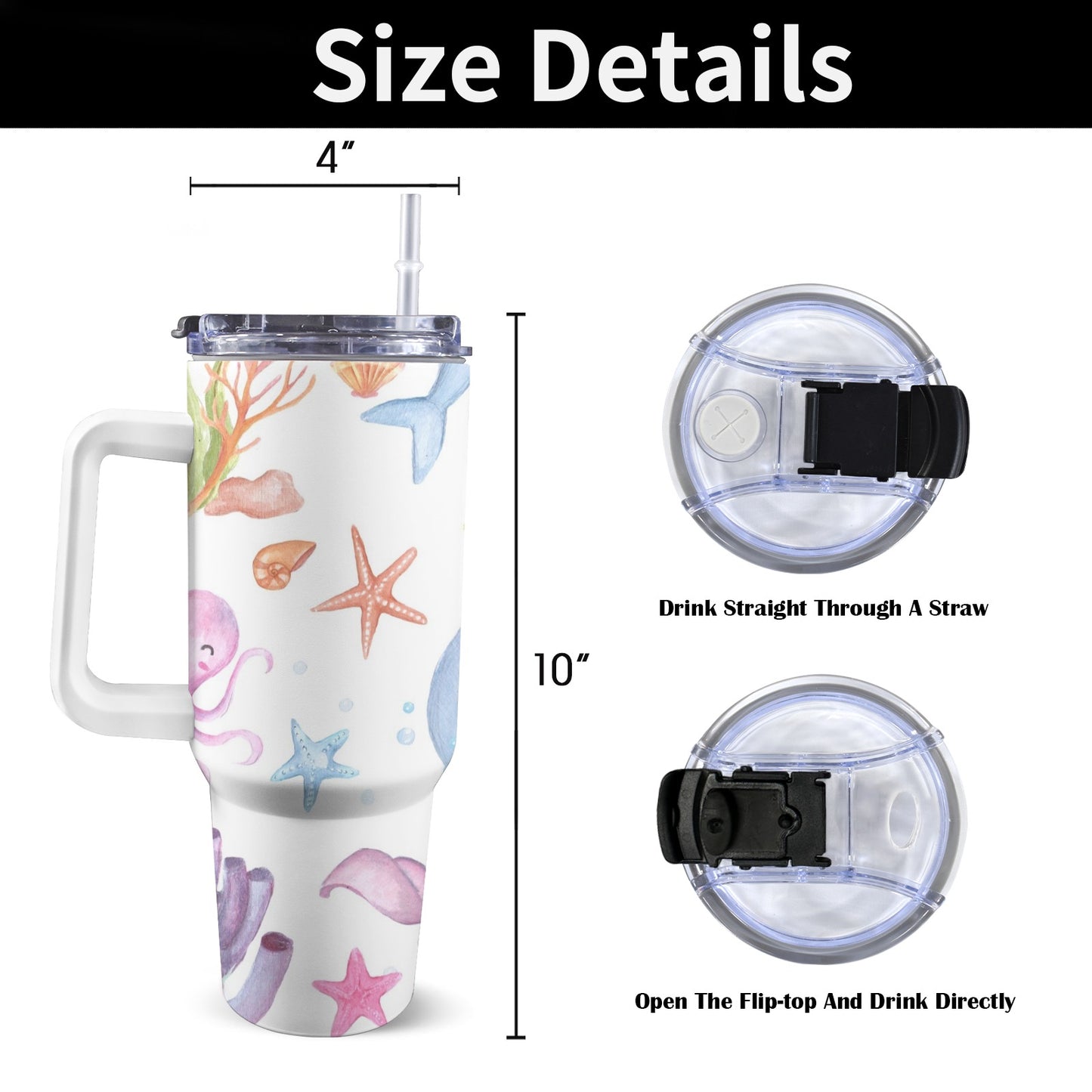 Under The Sea - 40oz Tumbler with White Handle