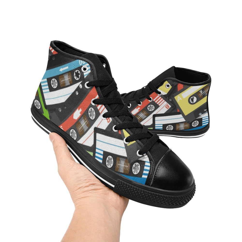 Cassette Tapes - Women's High Top Canvas Shoes