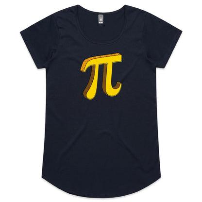 Pi - Womens Scoop Neck T-Shirt Navy Womens Scoop Neck T-shirt Maths Printed In Australia Science