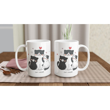 Cat Lover - White 15oz Ceramic Mug 15 oz Mug animal Globally Fulfilled