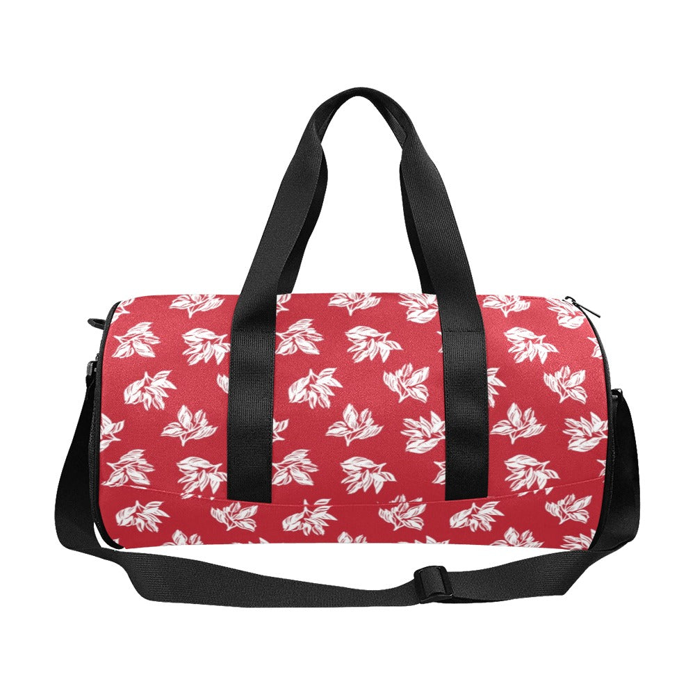 Red Retro Foliage, Hawaiian Flower - Duffle Bag