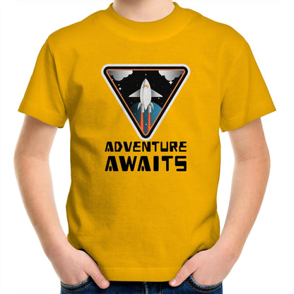 Adventure Awaits, Spaceship - Kids Youth T-Shirt