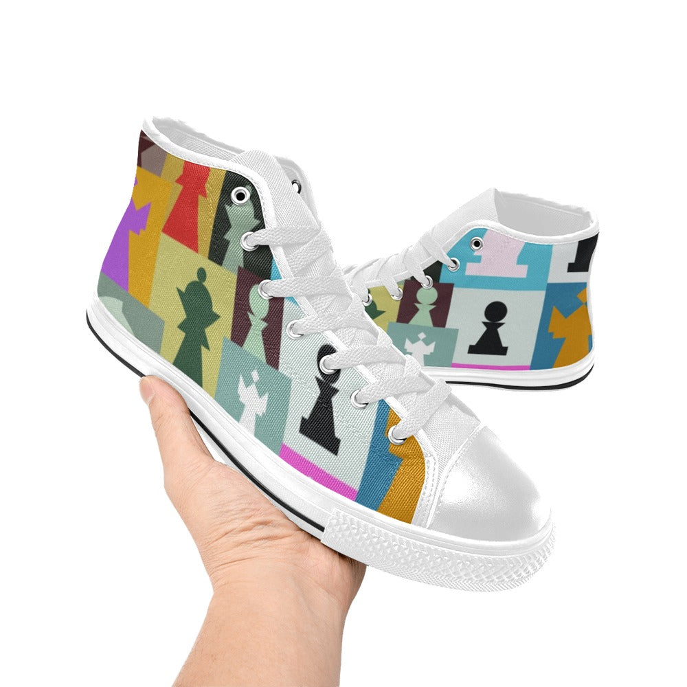 Colourful Chess - Women's High Top Canvas Shoes