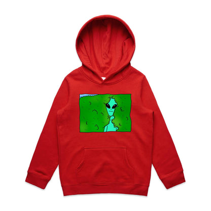Alien Backing Into Hedge Meme - Youth Supply Hood Red Kids Hoodie Funny Sci Fi