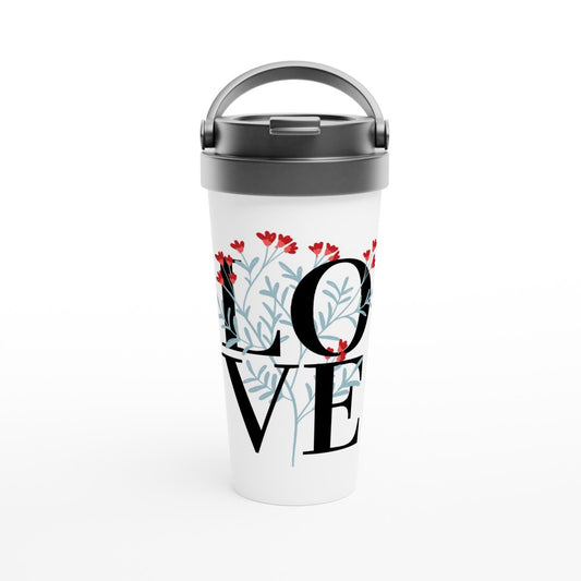 Love - White 15oz Stainless Steel Travel Mug Travel Mug Love