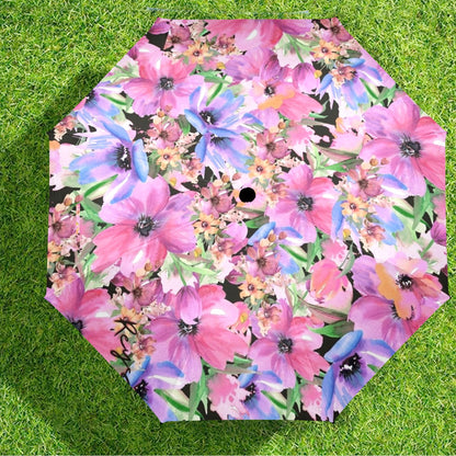 Bright Pink Floral - Semi-Automatic Foldable Umbrella Semi-Automatic Foldable Umbrella