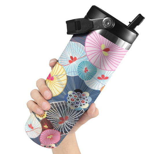 Abstract Floral - 30oz Tumbler with Top Handle