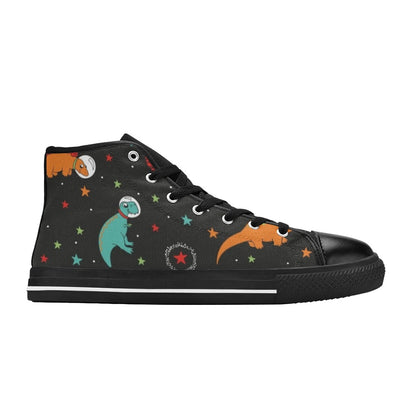 Astronaut Dinosaurs - Kids' High Top Canvas Shoes