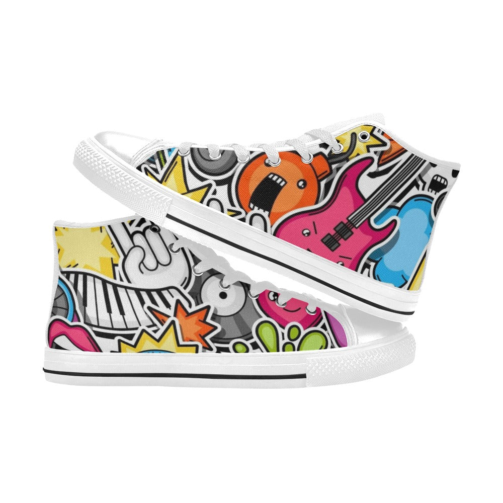 Sticker Music - Men's High Top Canvas Shoes