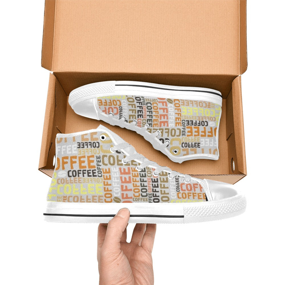 Coffee - Men's High Top Canvas Shoes