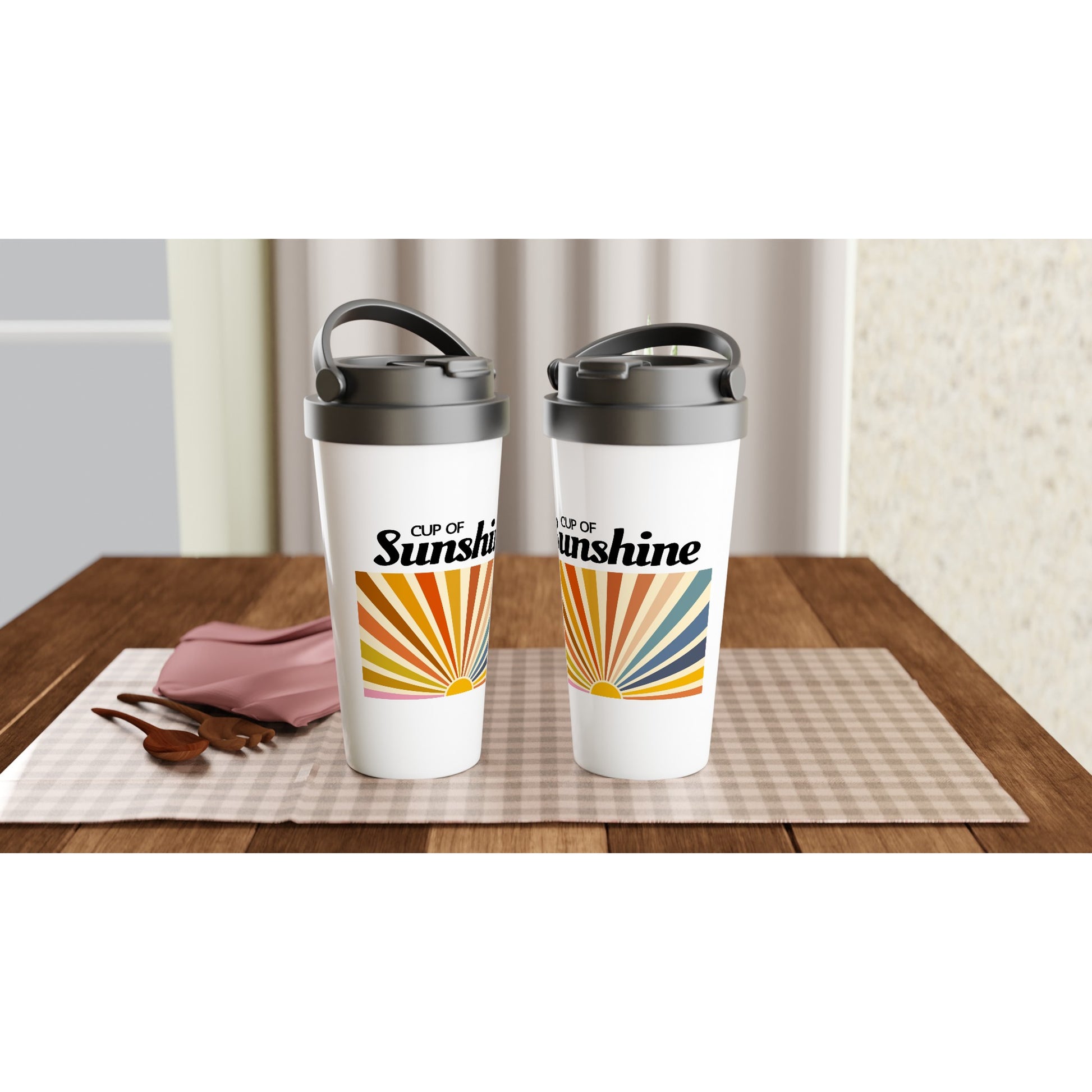 Cup Of Sunshine - White 15oz Stainless Steel Travel Mug Travel Mug Globally Fulfilled Positivity