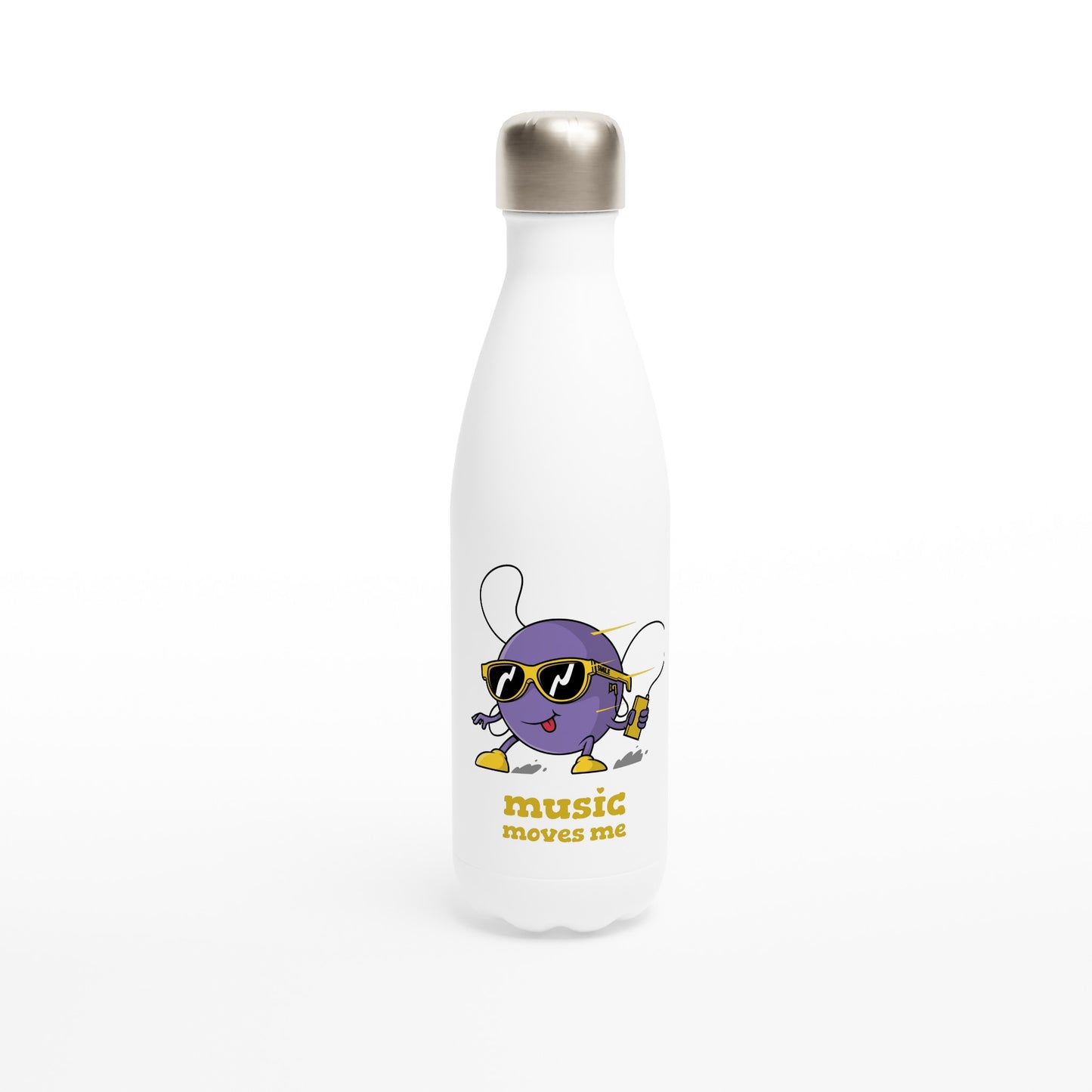 Music Moves Me - White 17oz Stainless Steel Water Bottle Default Title White Water Bottle Globally Fulfilled Music