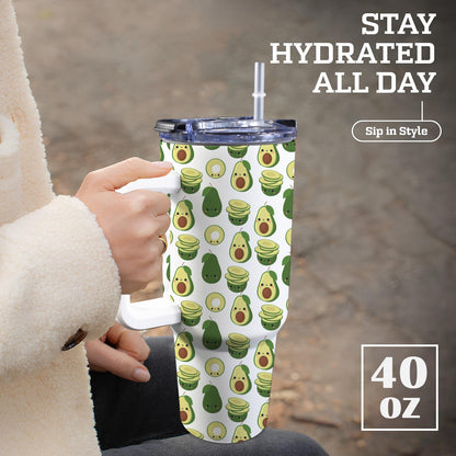 Cute Avocados - 40oz Tumbler with White Handle