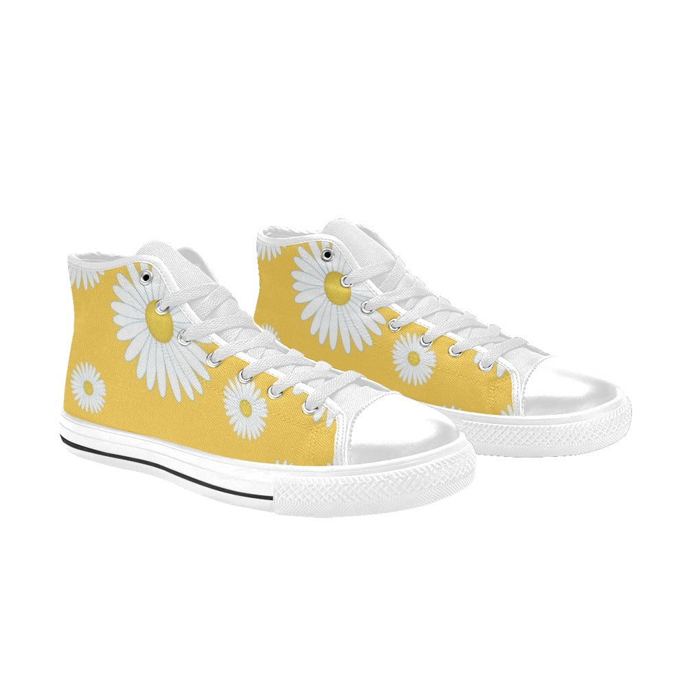 Daisy On Yellow - Women's High Top Canvas Shoes