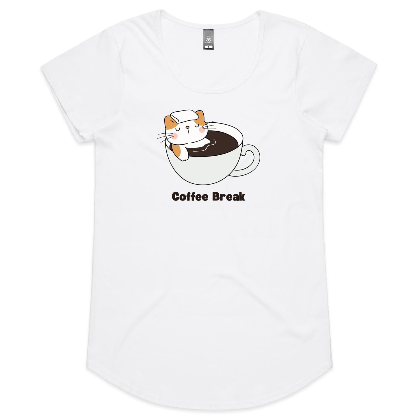 Cat Coffee Break - Womens Scoop Neck T-Shirt