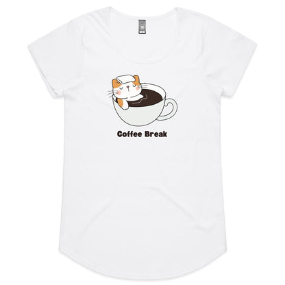 Cat Coffee Break - Womens Scoop Neck T-Shirt