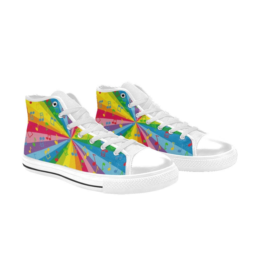 Rainbow Music - Women's High Top Canvas Shoes