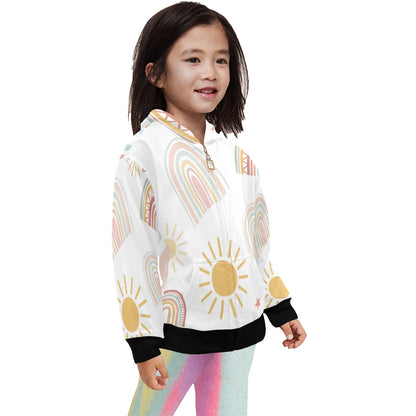 Pastel Rainbows - Junior Girls Zip Up Hoodie