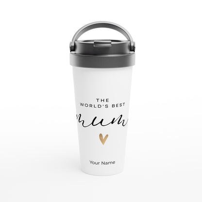 Personalised - The World's Best Mum - White 15oz Stainless Steel Travel Mug Default Title Personalised Travel Mug Mum