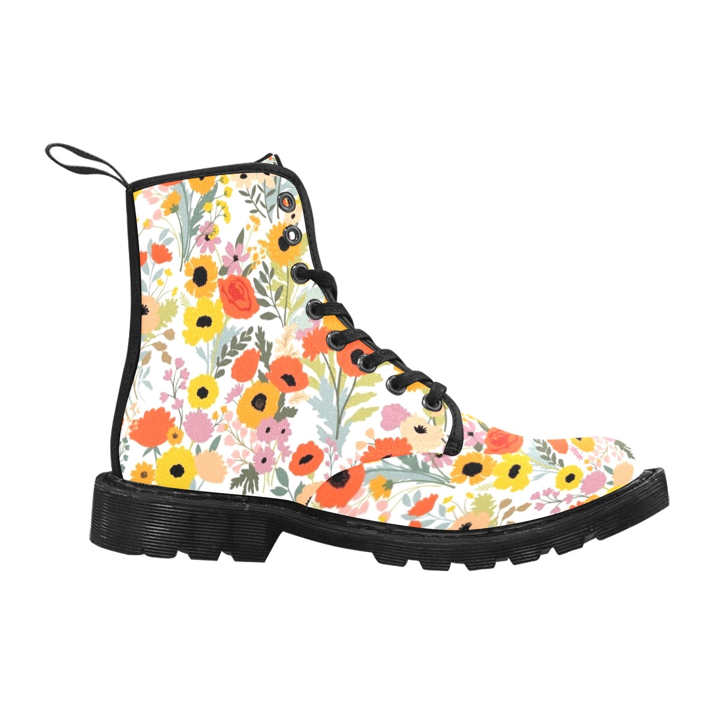 Fun Floral - Martin Boots for Women (Black)