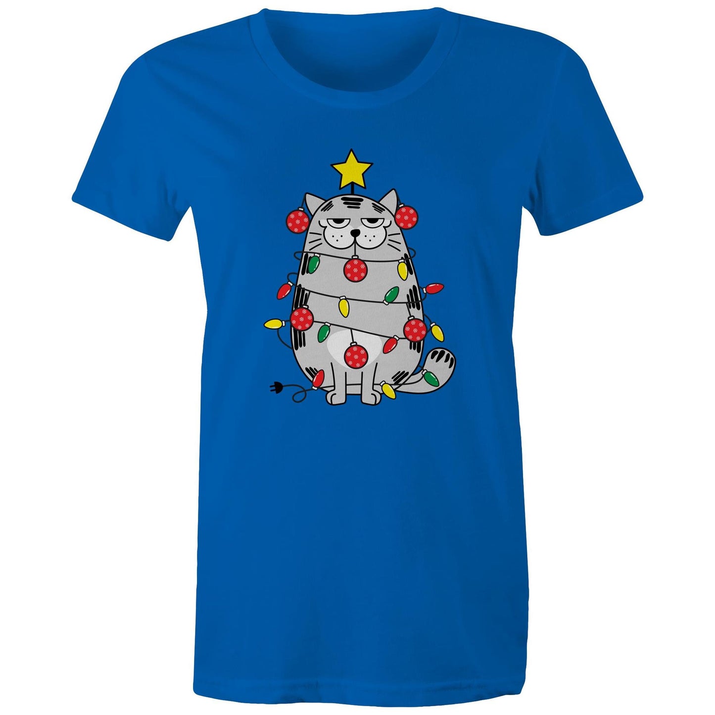 Cat Christmas Lights - Womens T-shirt