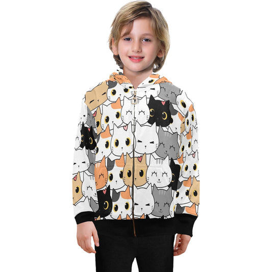 Cute Cartoon Cats - Senior Boys Zip Up Hoodie