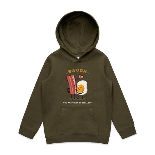 Bacon, You Are Truly Eggcellent - Youth Supply Hood Army Kids Hoodie Food