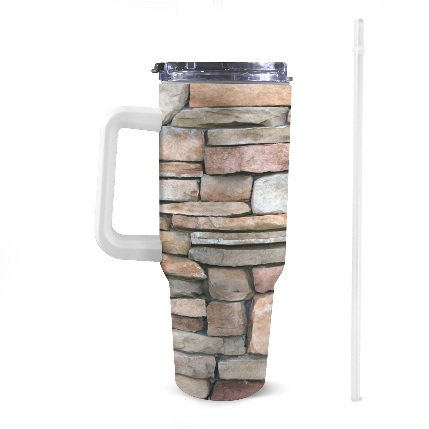 Stone Wall - 40oz Tumbler with White Handle