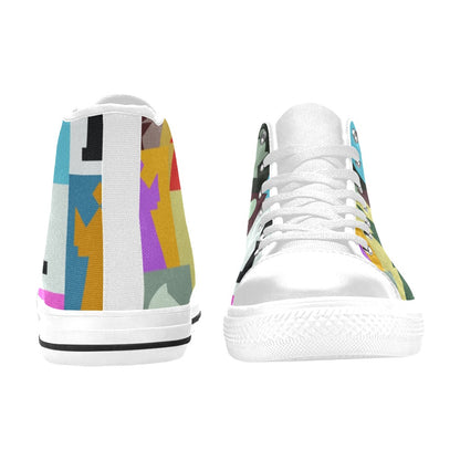 Colourful Chess - Men's High Top Canvas Shoes