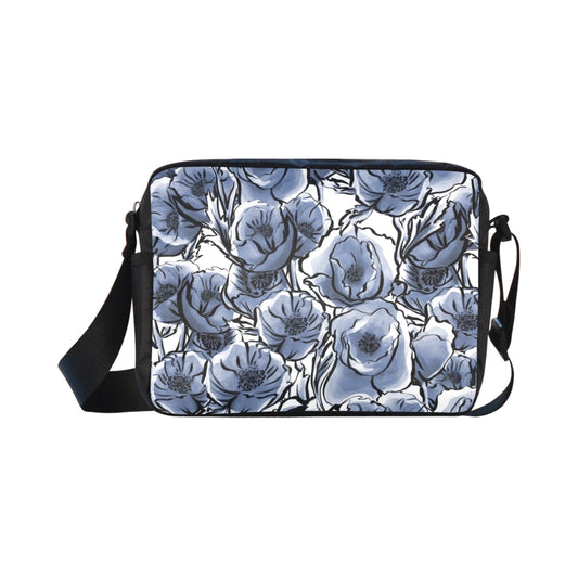 Blue And White Floral - Classic Cross-body Nylon Bags