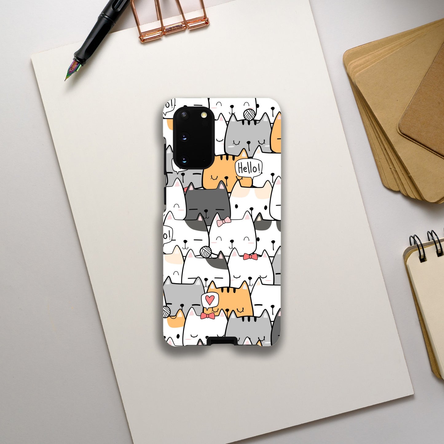 Cat Hello - Phone Tough Case Galaxy S20 Phone Case Globally Fulfilled