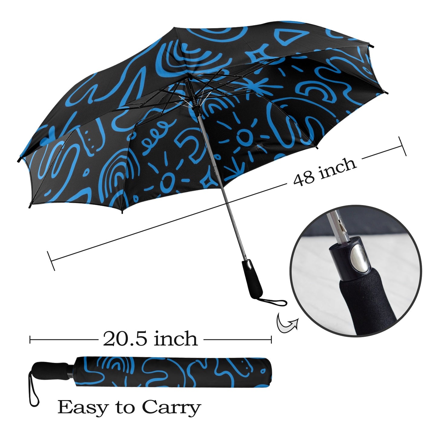 Blue Squiggle - Semi-Automatic Foldable Umbrella Semi-Automatic Foldable Umbrella