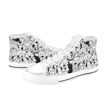 Black And White Dogs - Women's High Top Canvas Shoes