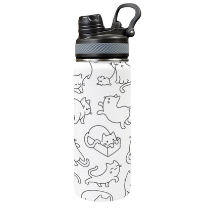 Cute Cats - Insulated Water Bottle with Dual-Use Lid (18oz) Insulated Water Bottle with Dual-Use Lid (18oz) animal Printed Offshore