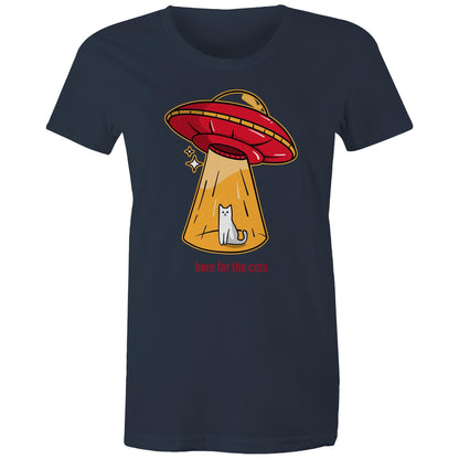 Here For The Cats, UFO - Womens T-shirt