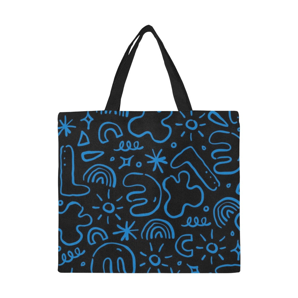 Blue Squiggle - Full Print Canvas Tote Bag Full Print Canvas Tote Bag Printed Offshore