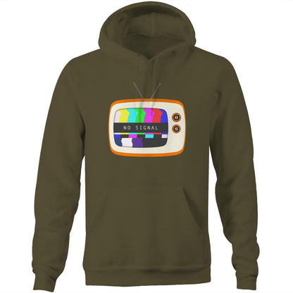 Retro Television, No Signal - Pocket Hoodie Sweatshirt Army Hoodie Retro