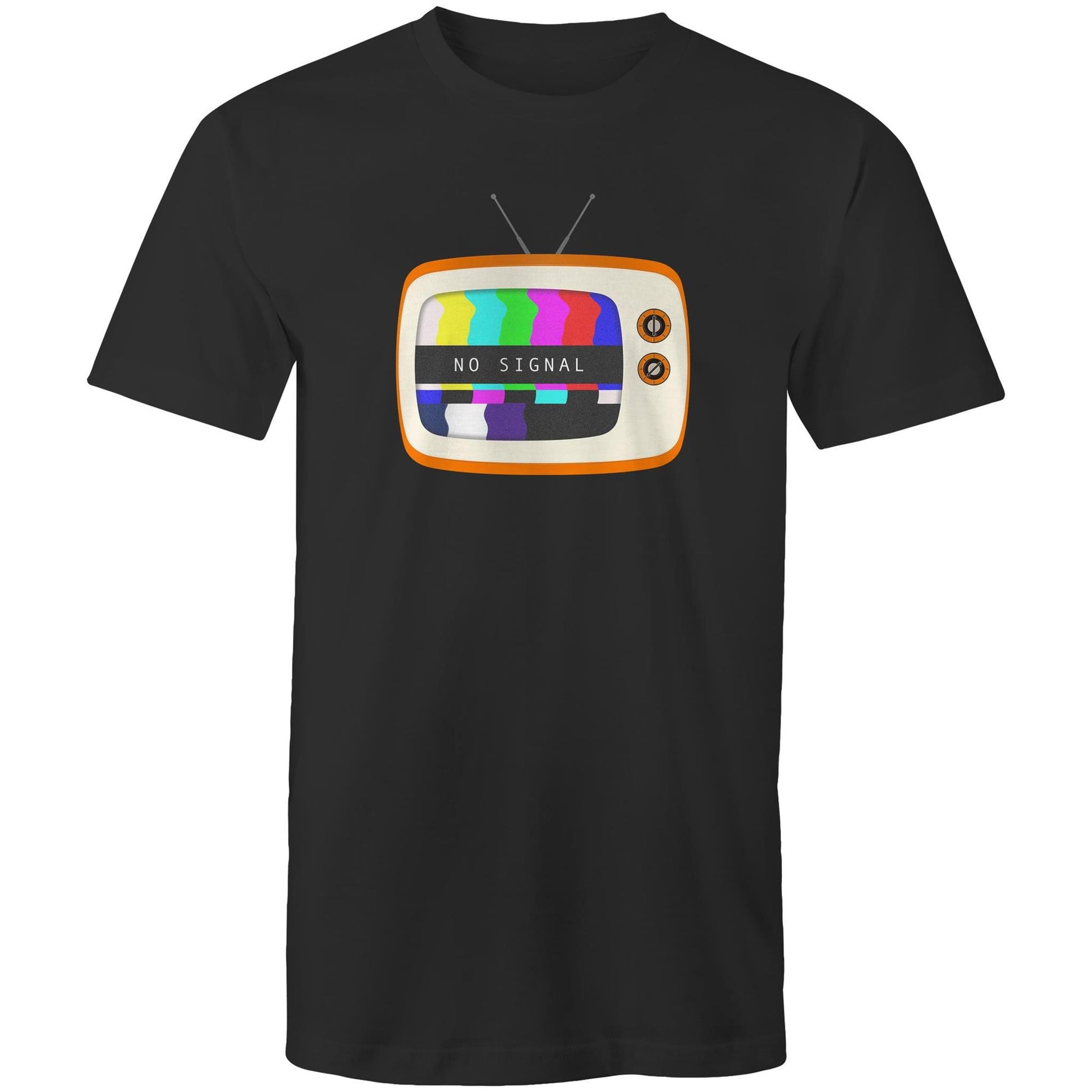 Retro Television, No Signal - Mens T-Shirt Black Mens T-shirt Retro