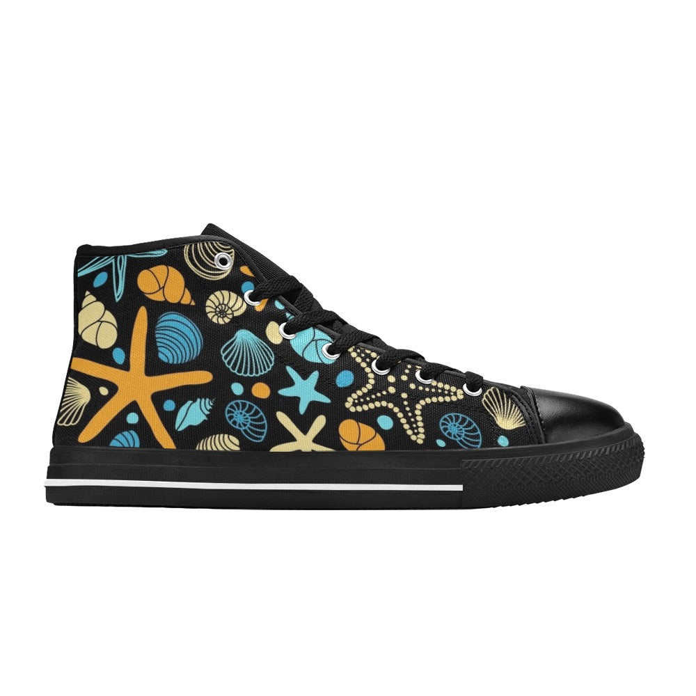 Starfish And Shells - Men's High Top Canvas Shoes