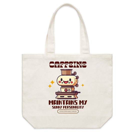Caffeine Maintains My Sunny Personality - Shoulder Canvas Tote Bag Default Title Shoulder Tote Bag Coffee