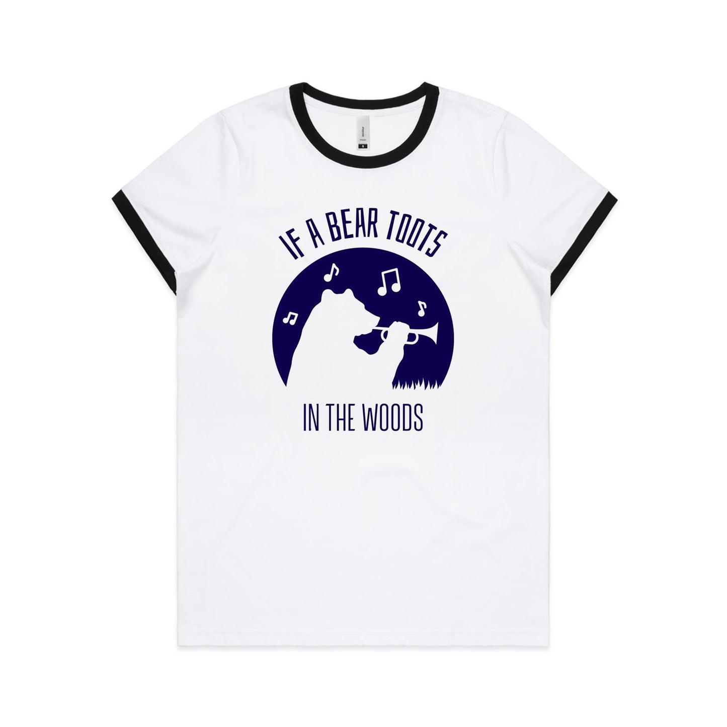 If A Bear Toots In The Woods, Trumpet Player - Women's Ringer Tee