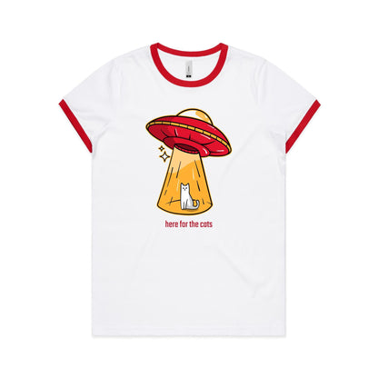 Here For The Cats, UFO - Women's Ringer Tee