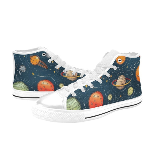 Galaxy - Kids High Top Canvas Shoes